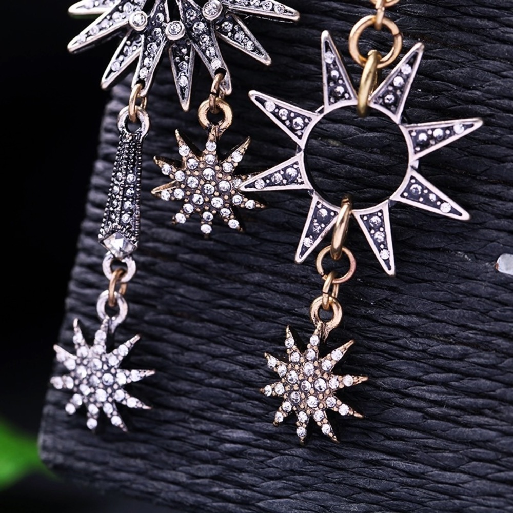 Gold and Silver Rhinestone Mismatched Earrings - Picture 5 of 8